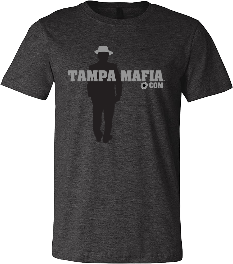 A black t-shirt with the tampa mafia logo on it.