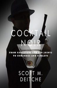 A book cover with a man holding a gun and a martini glass.